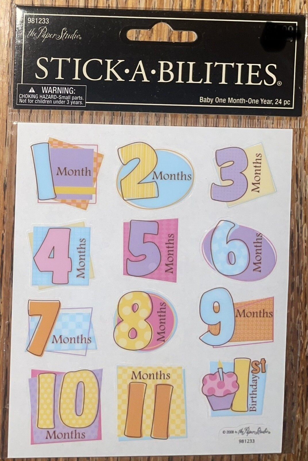 Stickabilities The Paper Studio 1 Month- 12 Months 1 Year Old Scrapbook Stickers