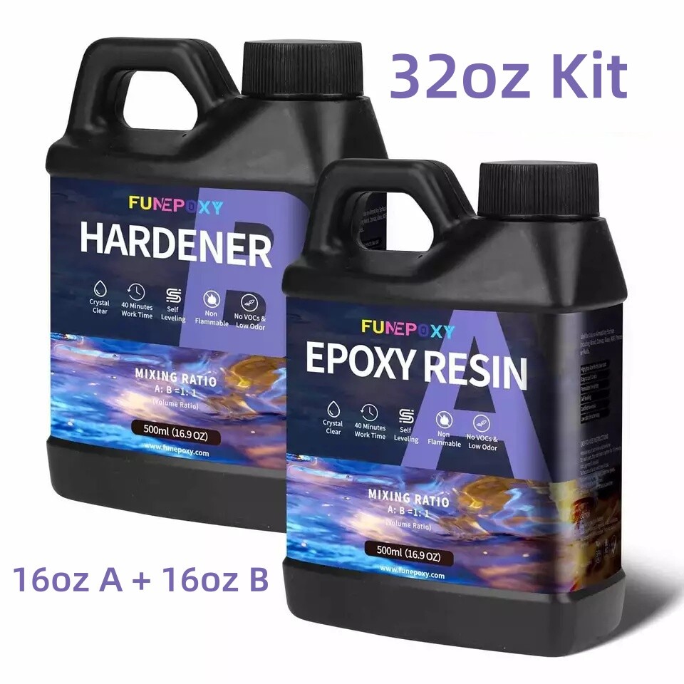 Bulk 64OZ/1Gallon Epoxy Resin 1:1 Kit Crystal Clear, UV Resistant, Self Leveling