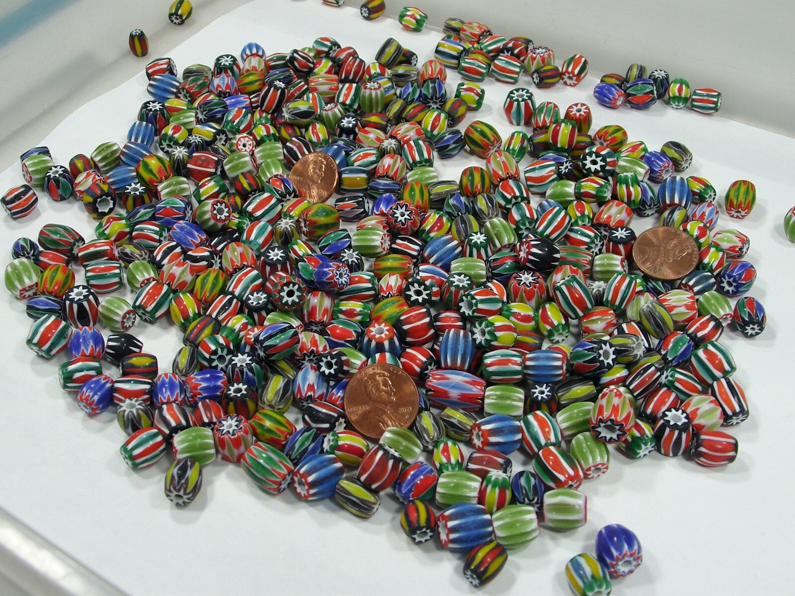One Pound Assorted India Handmade Chevron Glass Beads Bulk Lot Sale (KPX-53)