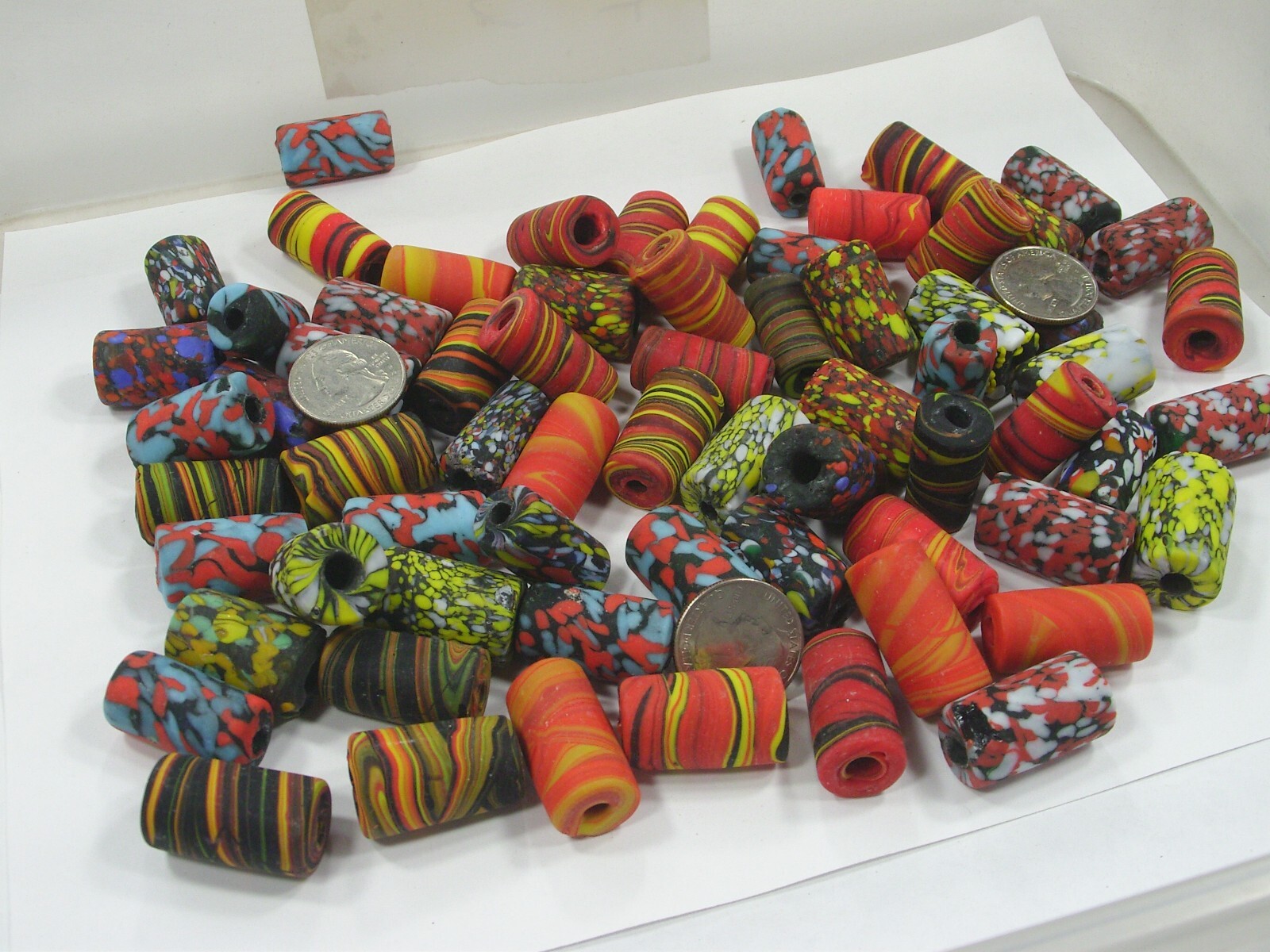 2 Pounds Large Multicolor India Handmade Millefiori Glass Beads Bulk (MNP-9) ⭐