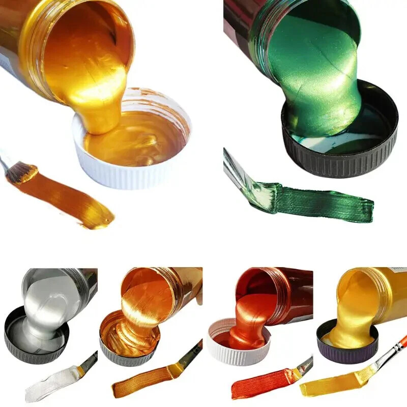 100ml Waterproof Acrylic Paint Gold Metallic Pigment Color for Textile Gypsum