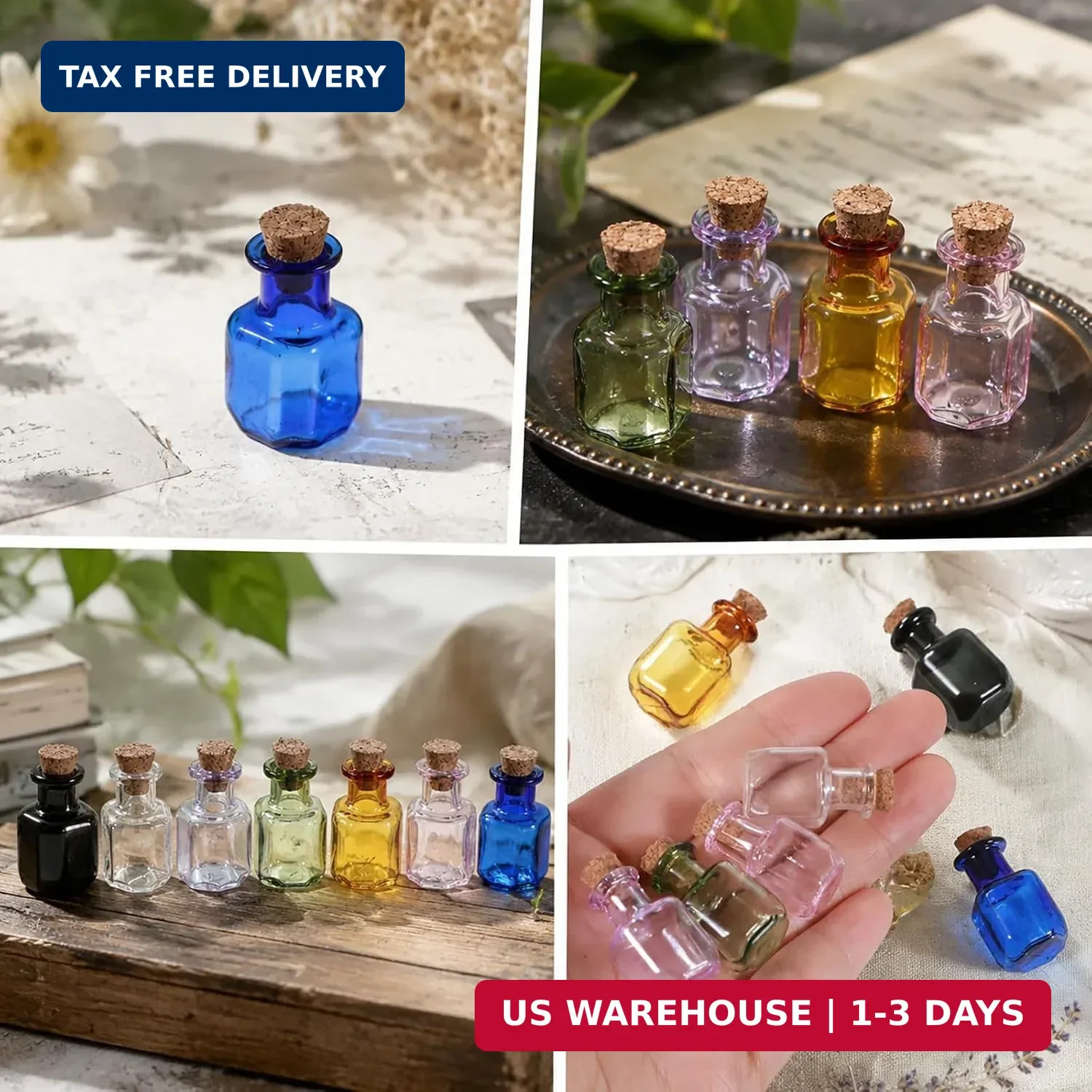 7 Colors 2ml Mini Potion Bottles, Tiny Spell Jars with Cork | Tiny Glass Jars Wi