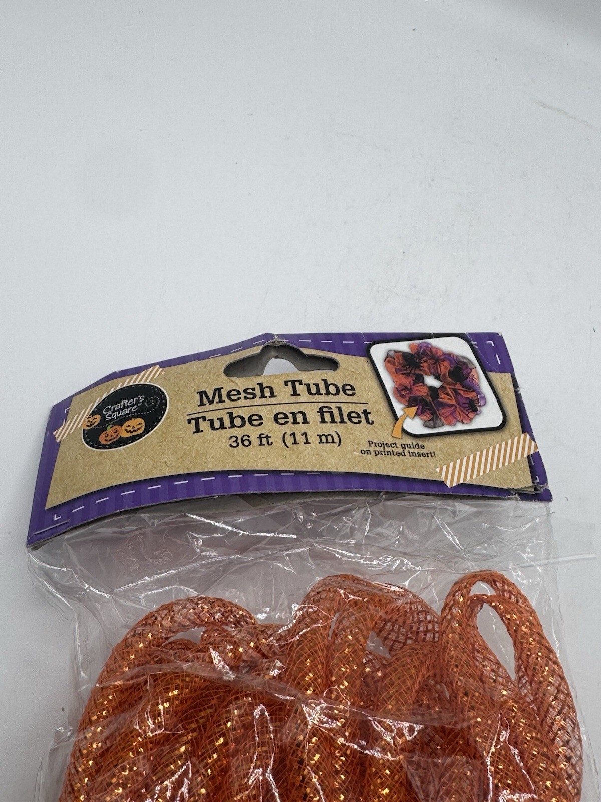 New Greenbrier Metallic Orange Deco Mesh Tube Flex Tube 36’ Wreath