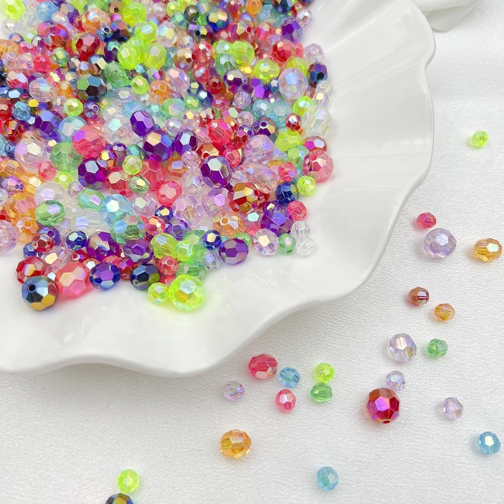 Mulutoo 1000 Pcs 6MM AB Color Crystal Acrylic Beads 6MM, 401 – Transparent