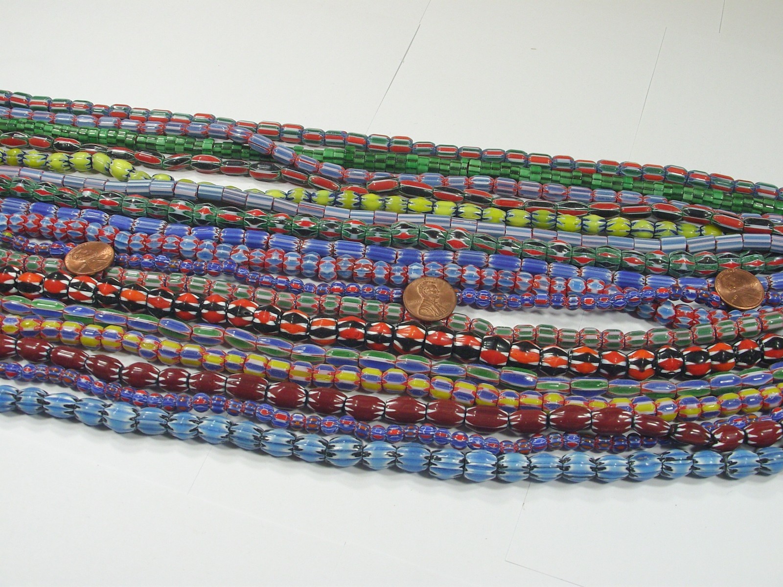 15 Strands 15″ Assorted India Handmade Chevron Glass Beads Bulk Lot (QZP-7)