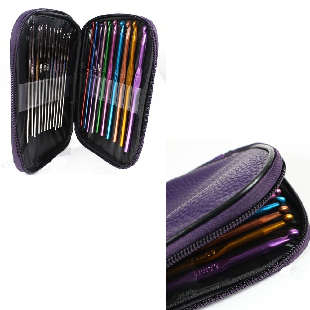 New 22pcs Suit Multi-colour Aluminum Crochet Hooks Needles Knit Weave Craft Yarn