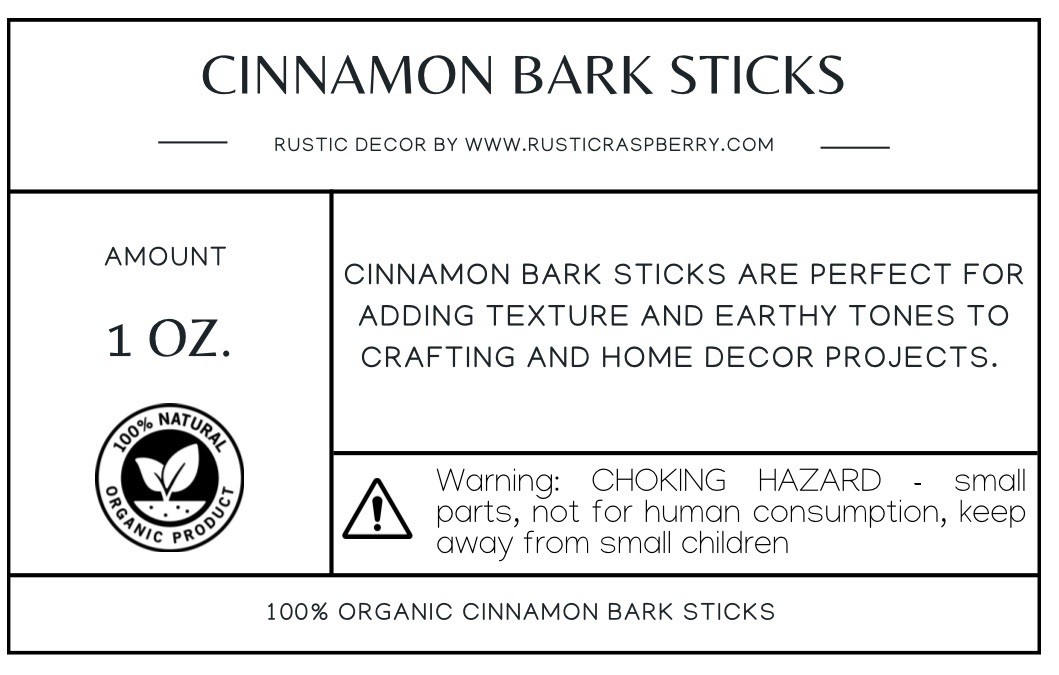 Organic Dried Cinnamon 2.5-3.5” Bark Sticks For Crafting 1 Oz