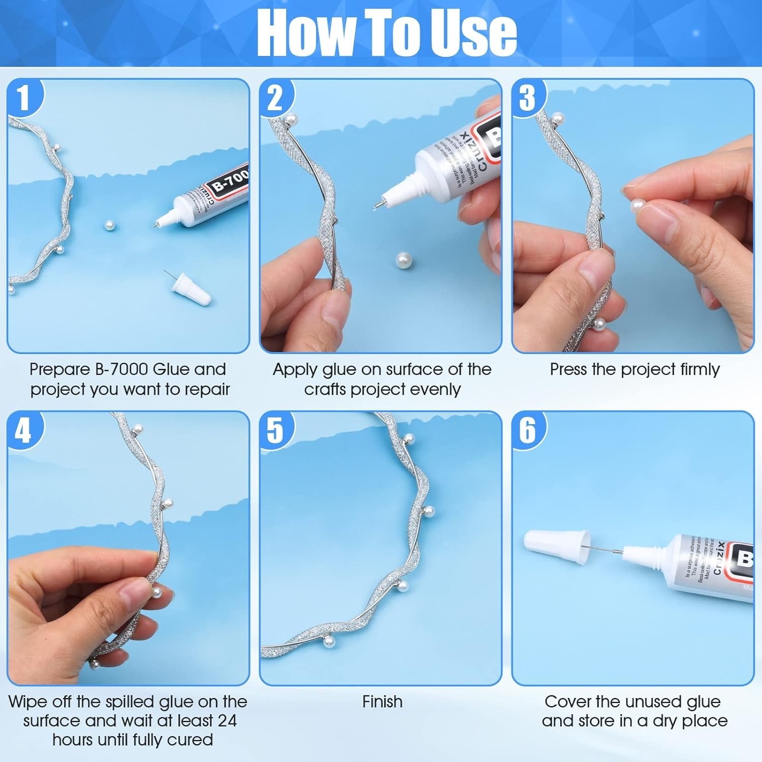 B-7000 Glue Clear for Rhinestone Crafts, Jewelry and Bead Adhesive B7000 Semi Fl