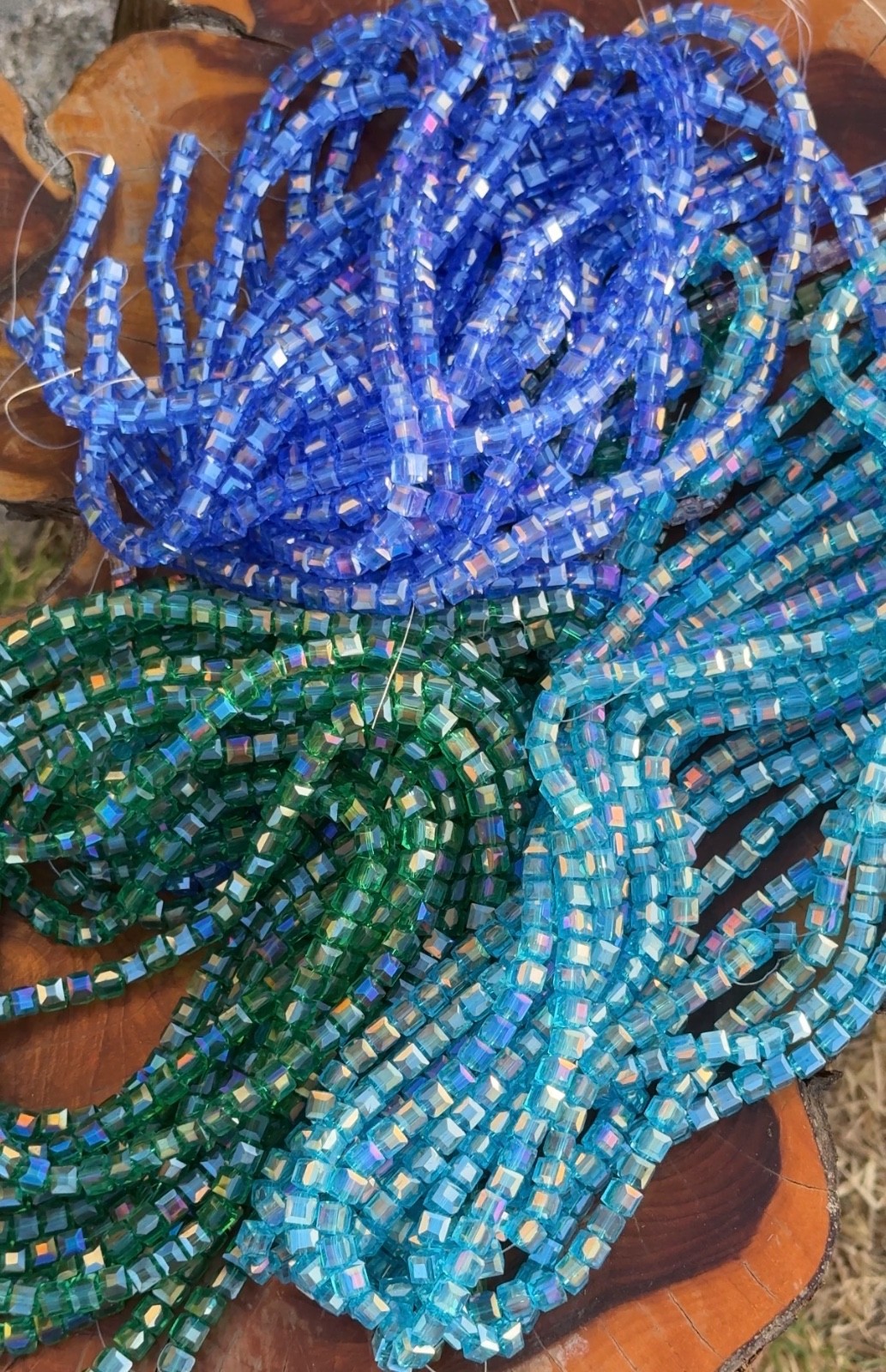 High Grade AB Glass Square Cube Beads 8mm 6mm 5mm 3mm 95 Beads per Strand