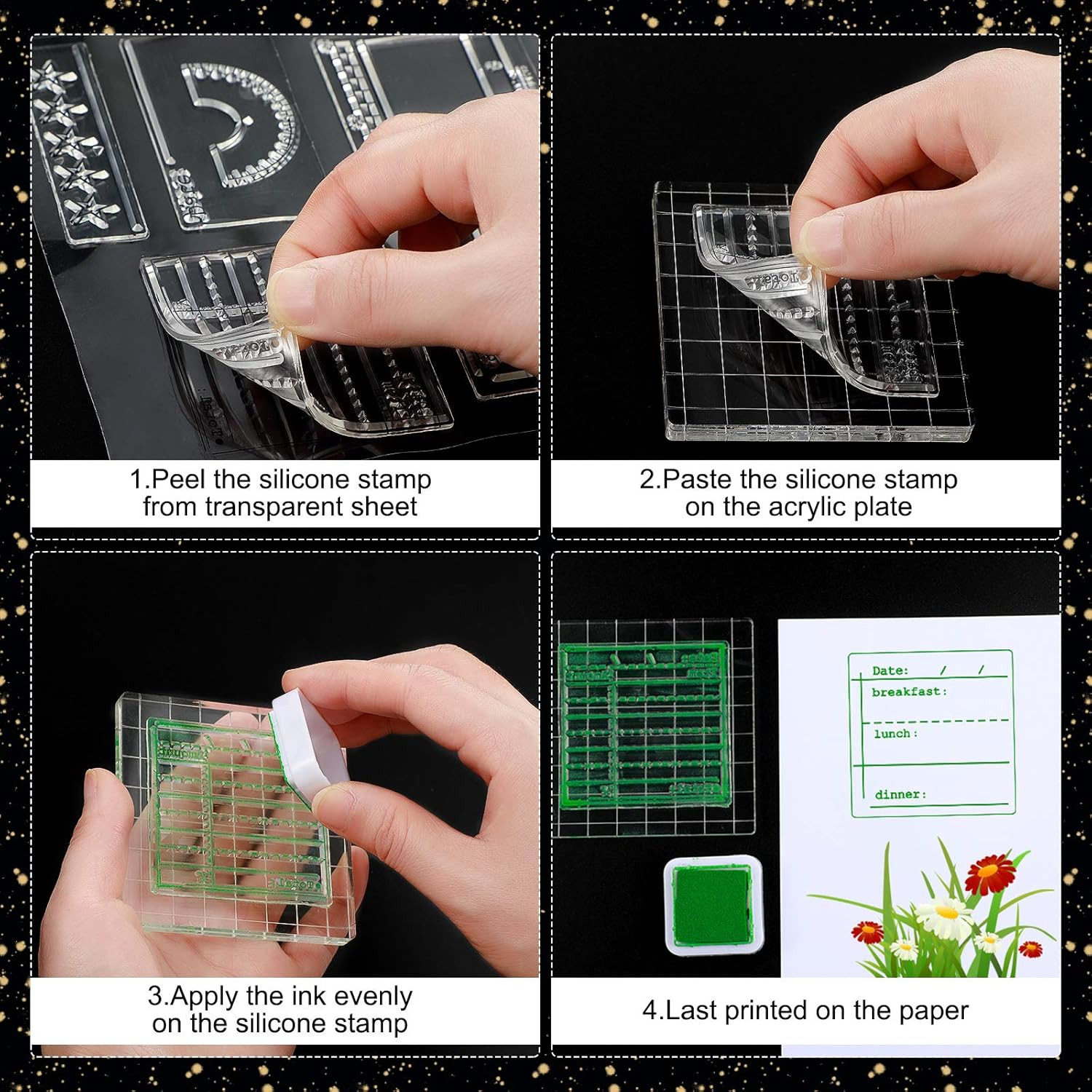 18 Pieces Journal Stamps Clear Journal Stamps, 4 Sheets Silicone Calendar Planne