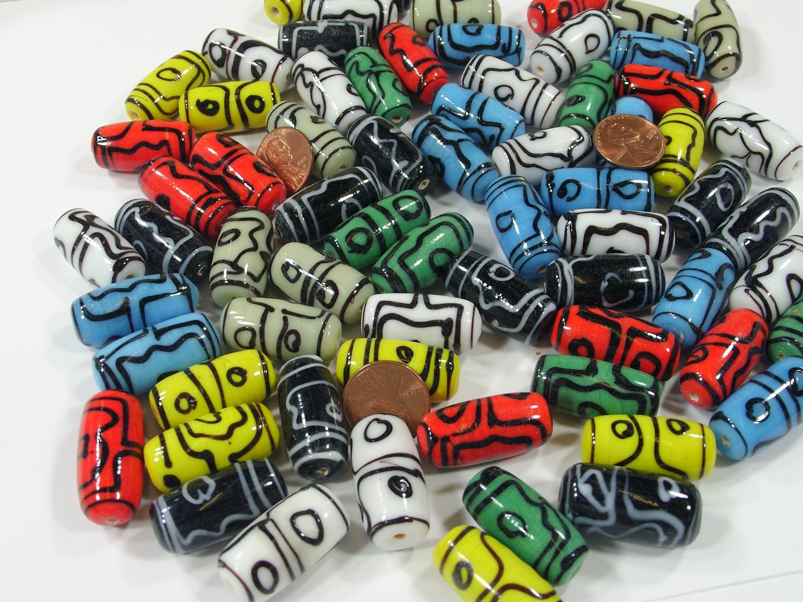 2 Pounds Assorted India Handmade Vintage Design Glass Beads Bulk Lot (RS-6)⭐