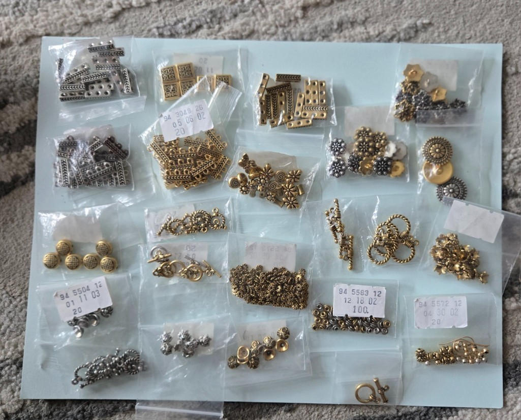 Gold & Silver Tone Lot Connectors Bead spacers, caps Jewelry Making Supplies