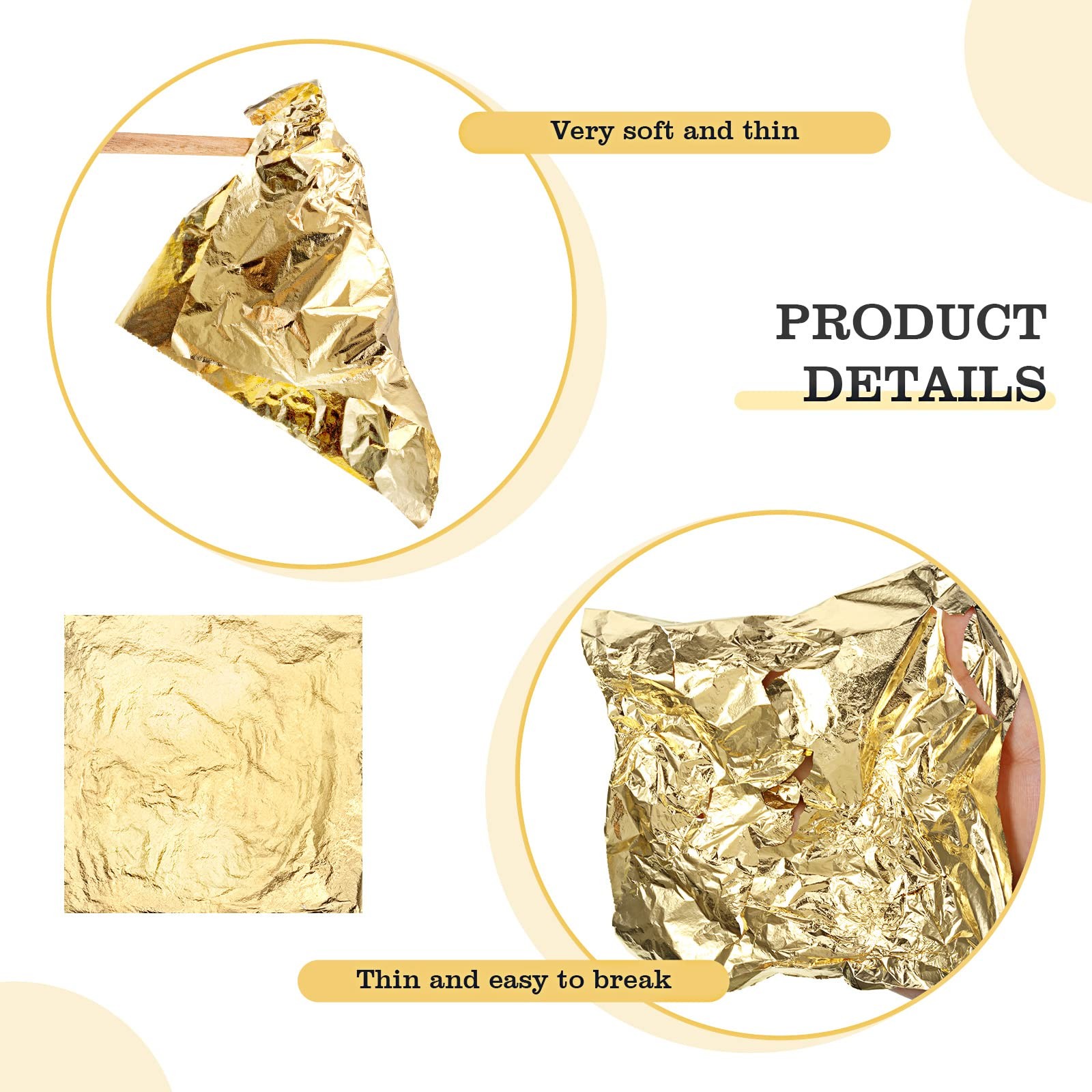 Cunhill 100 Pcs Gold Leaf Sheets for Art Foil Paper