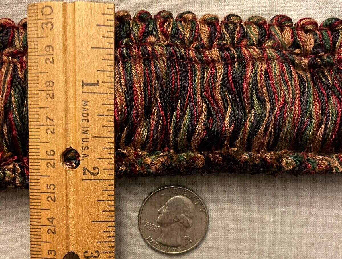2-TONE FRINGE LOT, 2 pcs. YELLOW/MULTI 1¾” x 15″ (30″); 1¾” x 1 yd – Flaws – #50