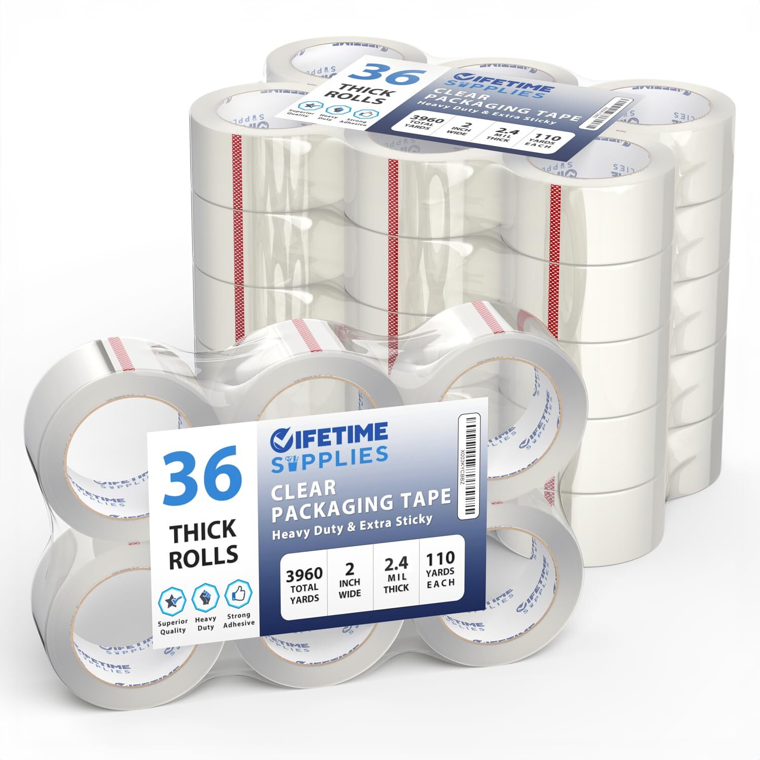 6/36 Rolls of 2″ x 110yd Heavy Duty Shipping Tape – 2.4 Mil Packaging Solution