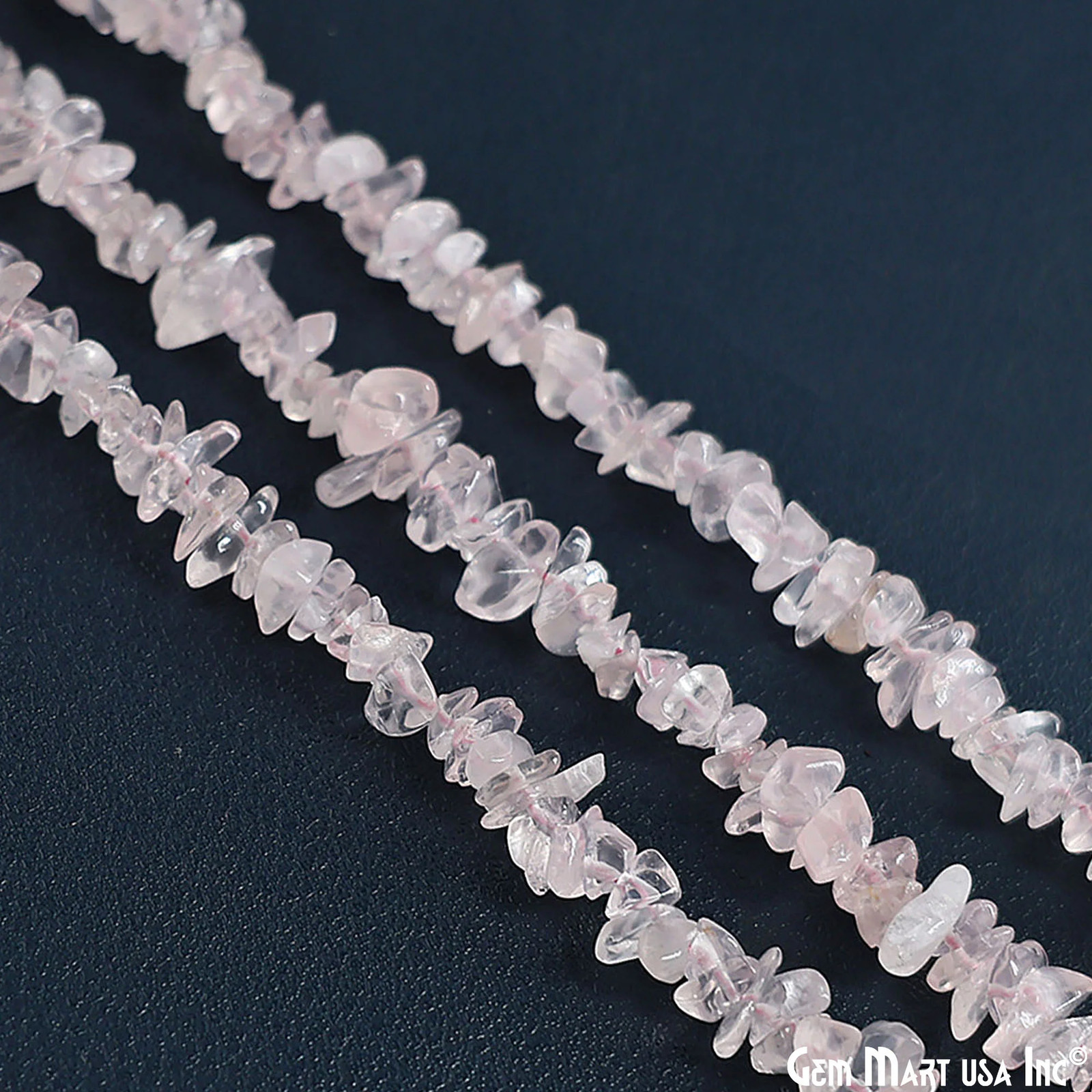 Rose Quartz Chip Beads, 100% Natural Gemtone Strand, Polished, 3-7mm, 34 Inch