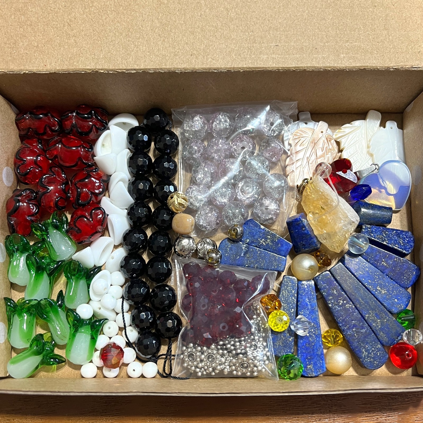 VTG – Now Variety Beads Glass Stone Lampwork Crackle Art Jewelry Making Lot Mix