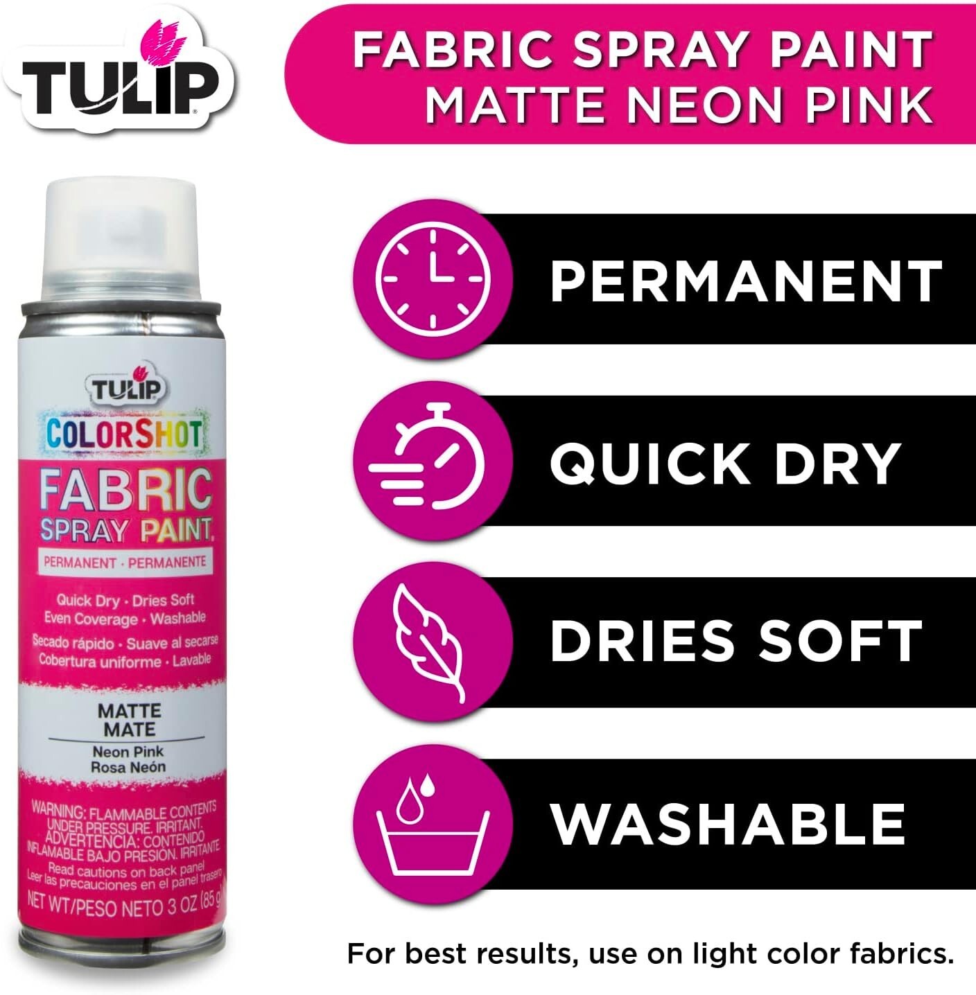 Vibrant Neon Pink Fabric Spray Paint – 3 oz Washable Aerosol for DIY