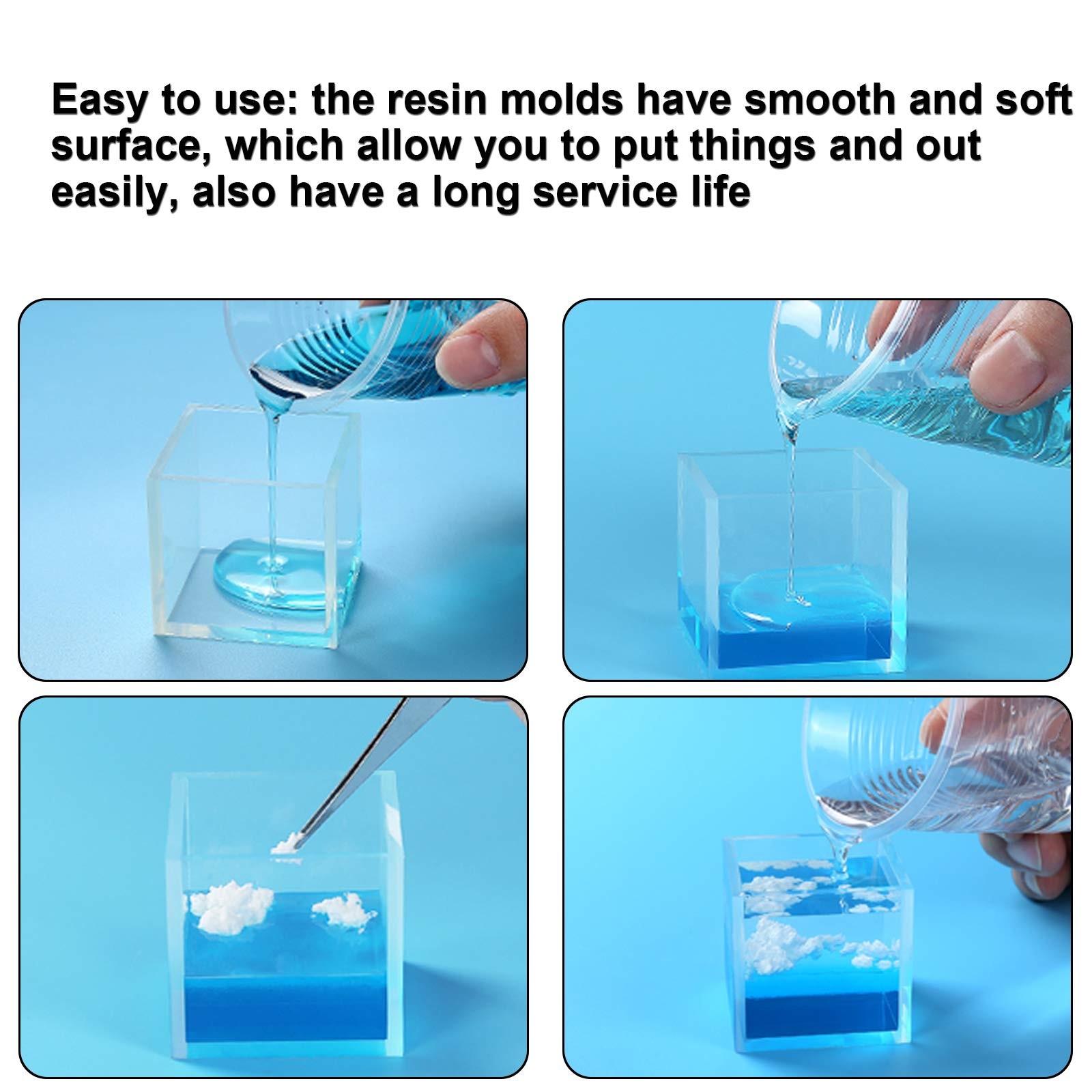4 Inches Cube Silicone Molds Square Silicone Molds Resin Epoxy Casting Molds