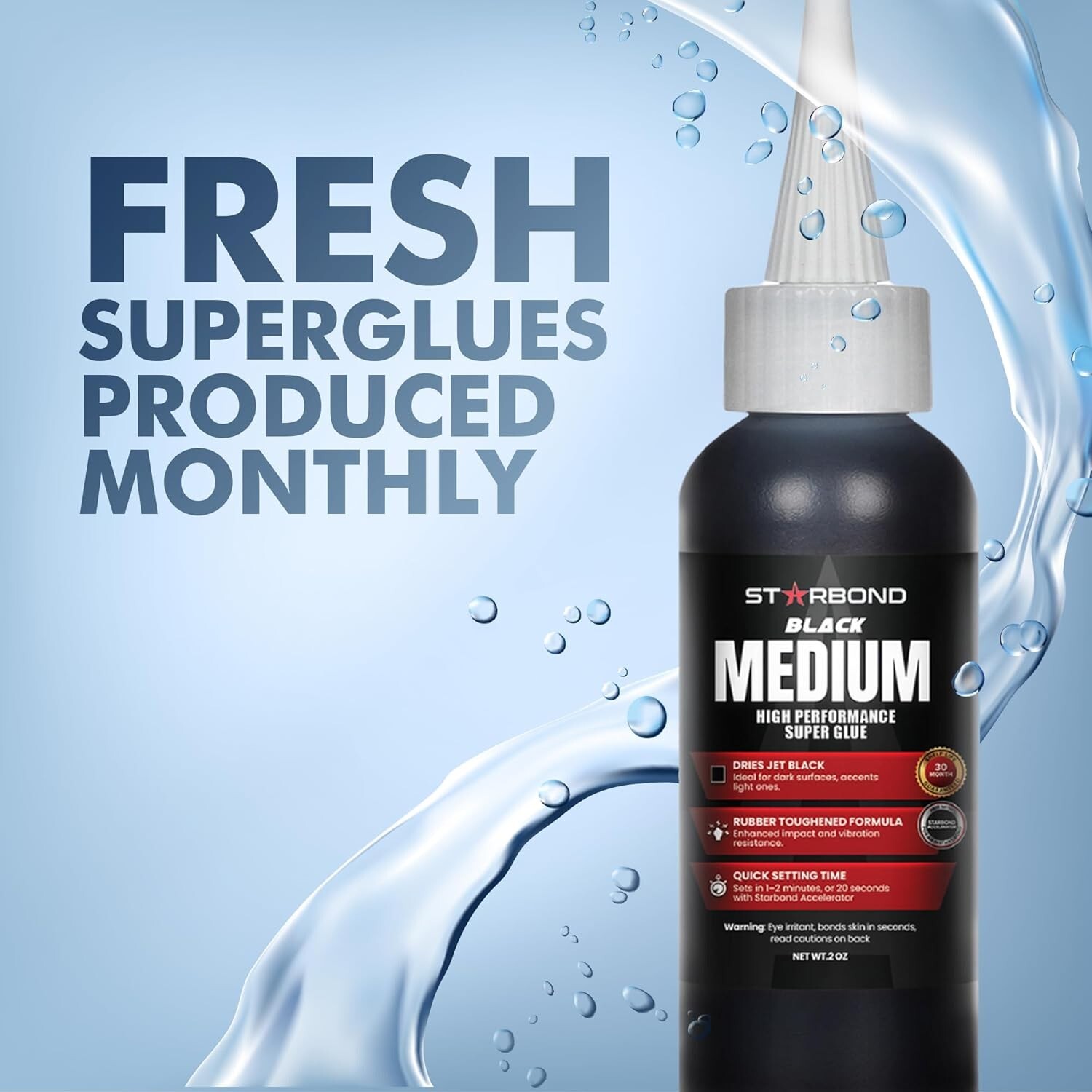 Starbond 2 oz. Black Medium – Super Glue (Premium Cyanoacrylate CA Glue)