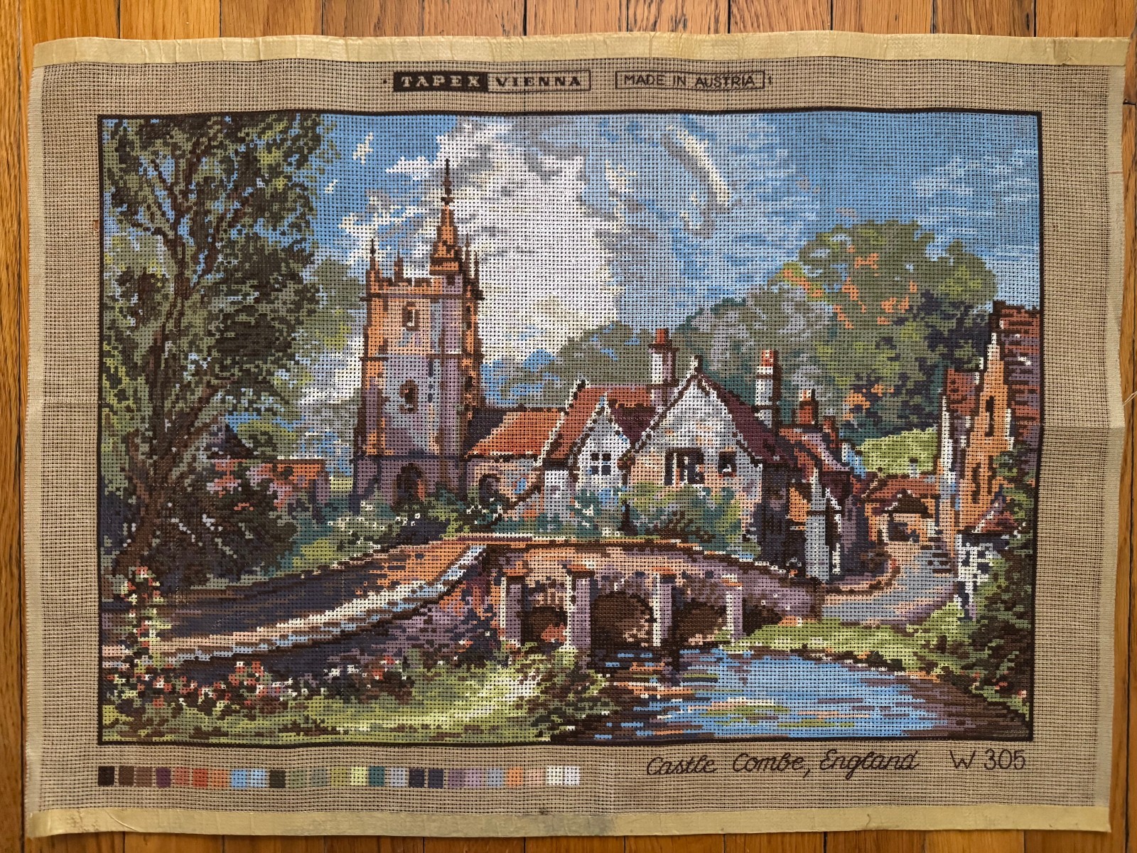 Needlepoint Canvas TAPEX VIENNA ” The Castle Combe, England”, Made in Austria