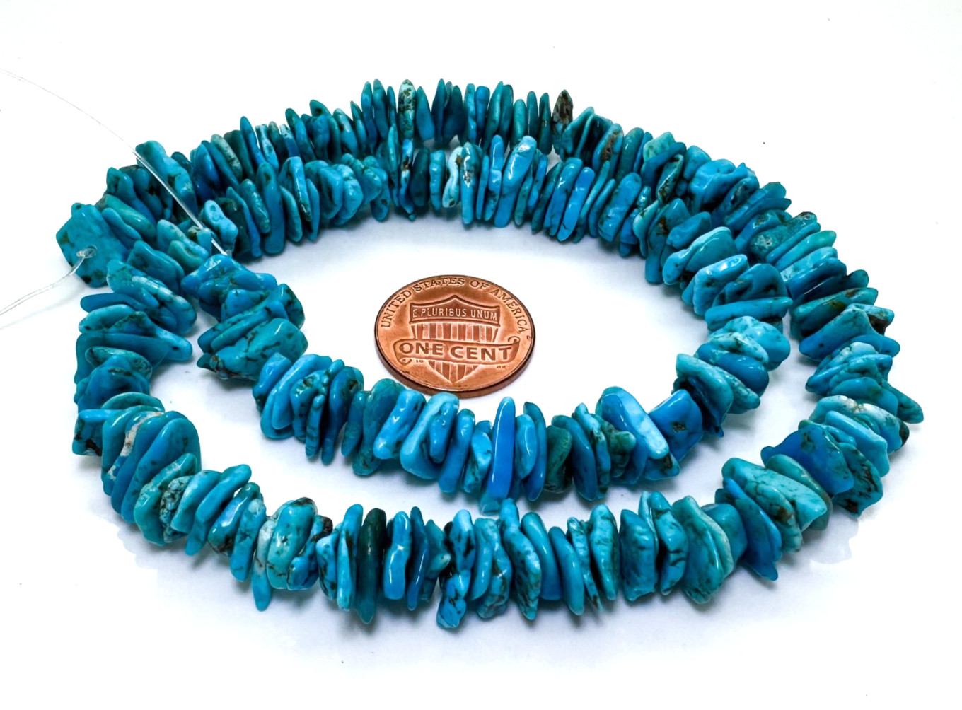 Natural Blue Kingman Turquoise Thin Slab Beads • Genuine 8~11mm Gemstone PGS371