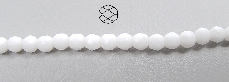 Czech Fire Polished Round Faceted Glass Beads Chalk White Opaque 3mm 4mm 6mm 8mm