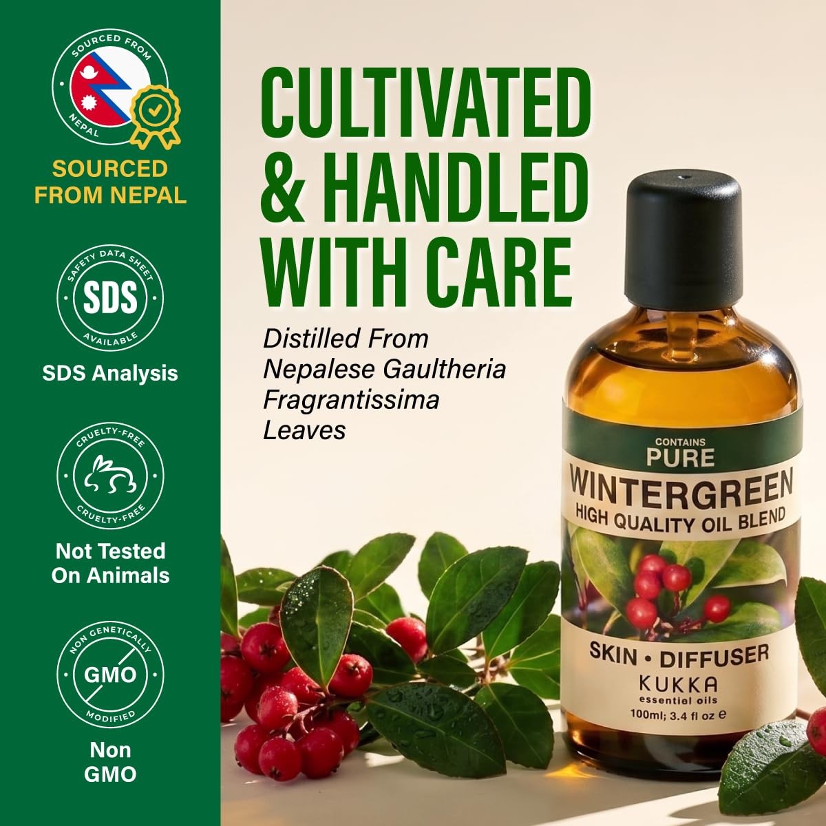 100% Pure Wintergreen Oil – 3.40 Fl Oz 3.4 (Pack of 1)