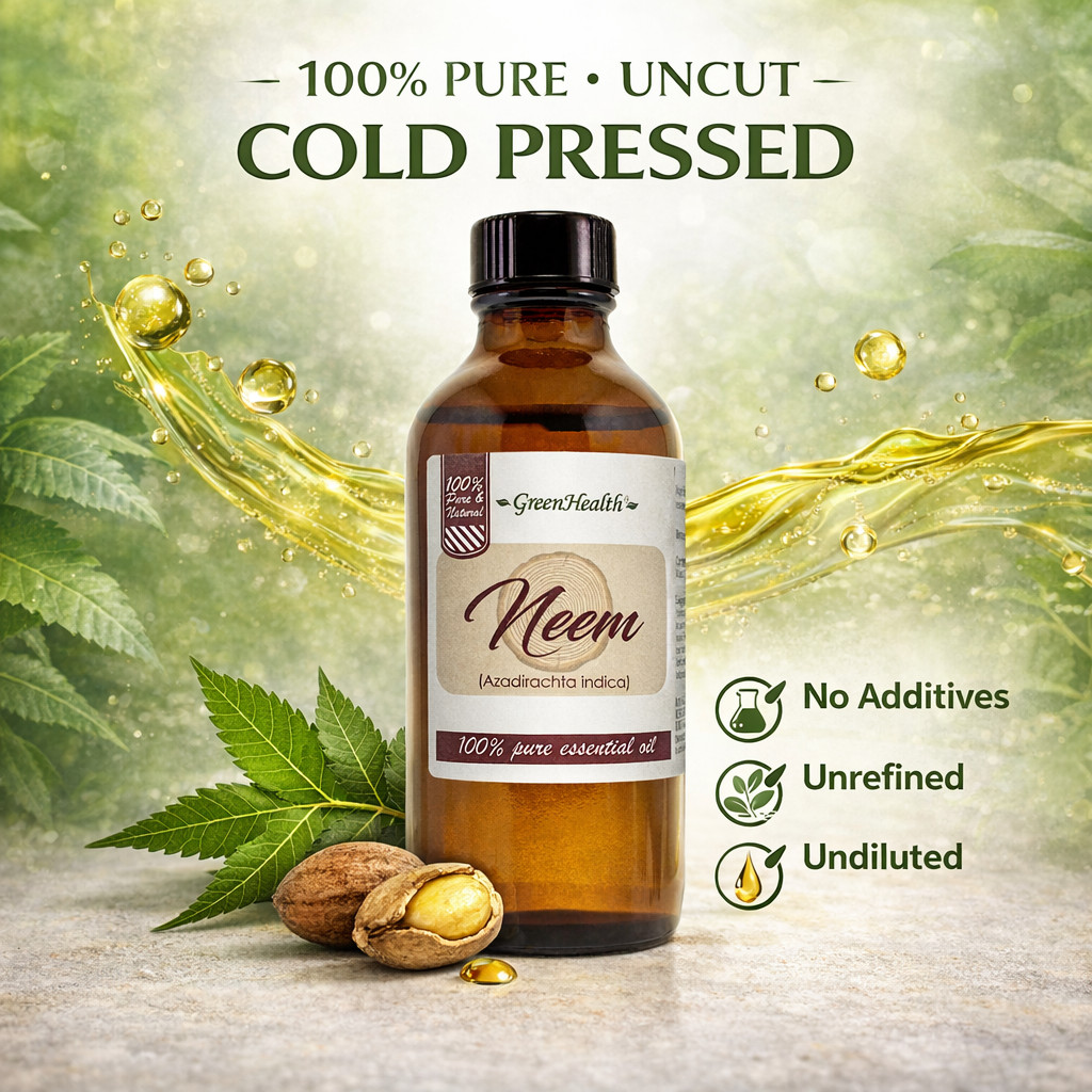 4 fl oz Neem Oil – uncut, 100% Pure & Natural – GreenHealth