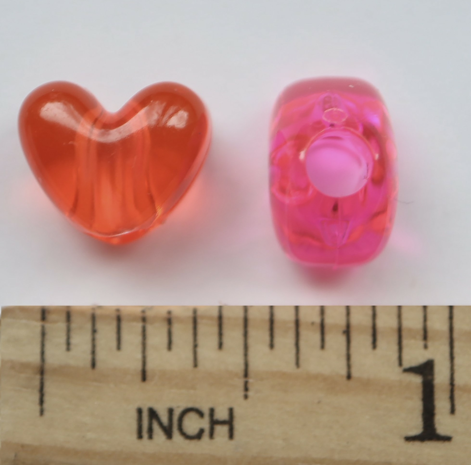 Heart Beads Ruby Red Transparent Large Hole Pony Beads Made in USA