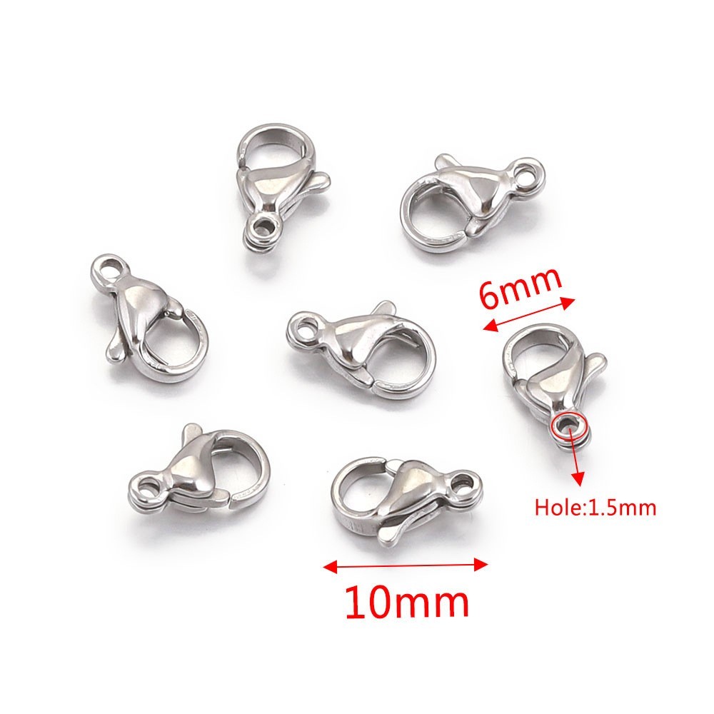 5pcs 316L Stainless Steel Lobster Clasp Hook Claw Clasp Findings 10/12/15mm TH3