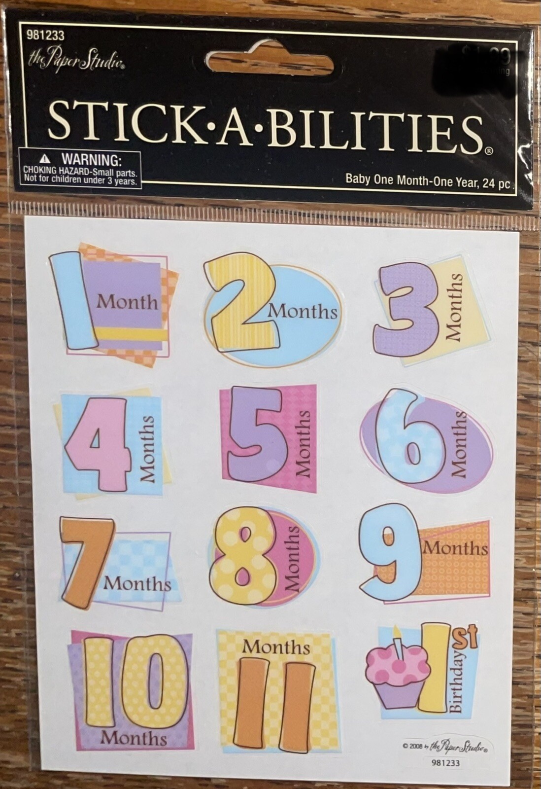Stickabilities The Paper Studio 1 Month- 12 Months 1 Year Old Scrapbook Stickers