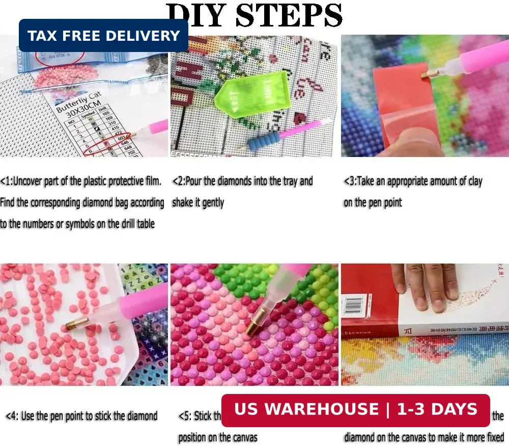 Diamond Painting Kits Cat for Adults, Diamond Art Kits for Beginner, DIY 5D Roun