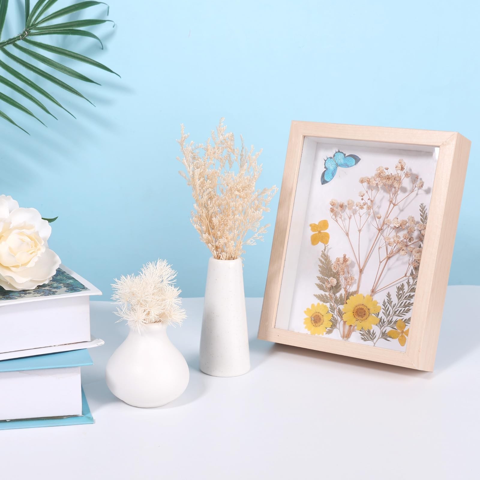 Comkrivy Real Dried Flowers 100% Natural Dried Flowers, Mixed Colors Dried Leaf