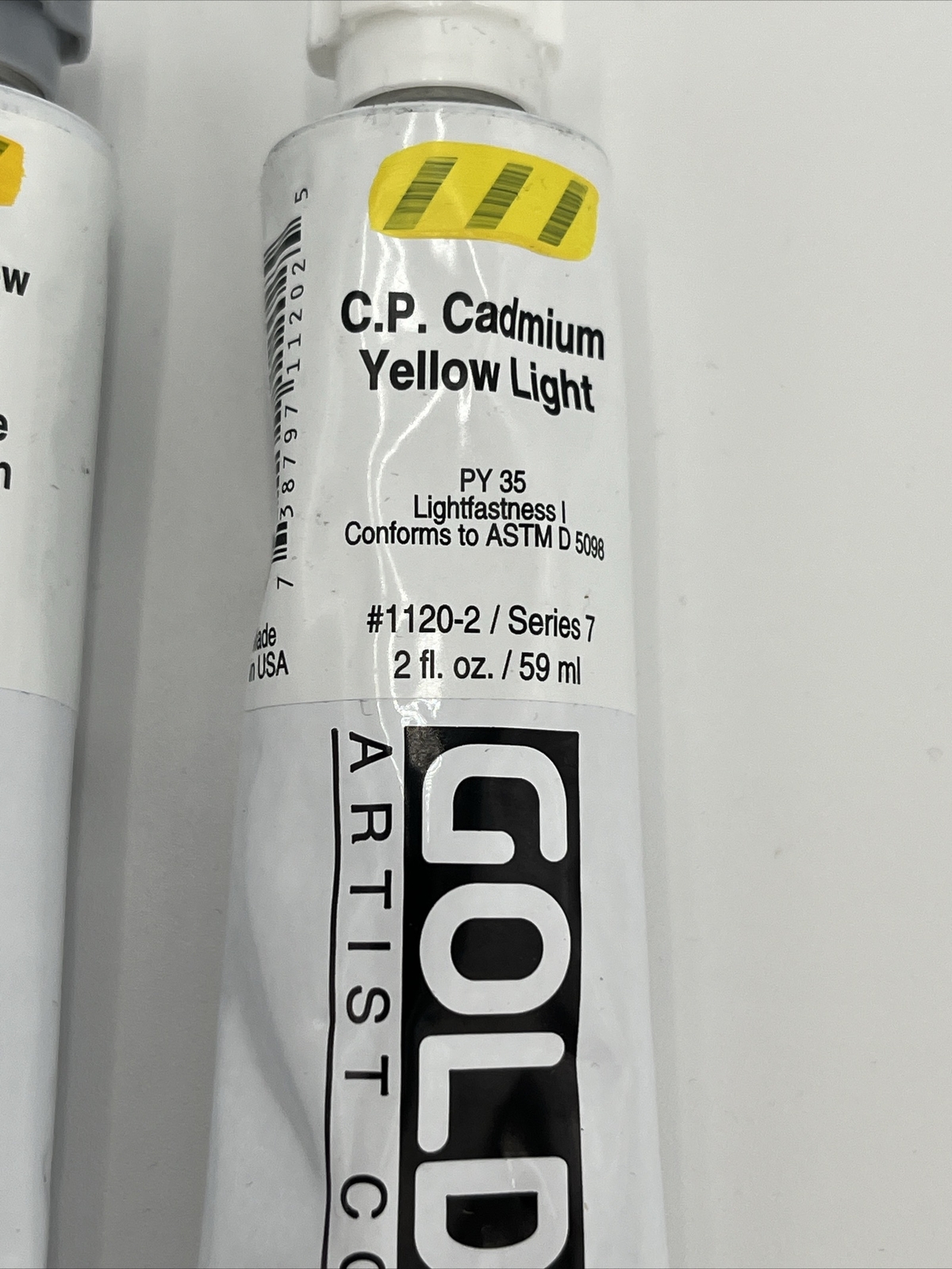 Lot 2-GOLDEN Artist 1 Yellow Medium 1 Yellow Light Ser. 7 Acrylic Paint 2 oz