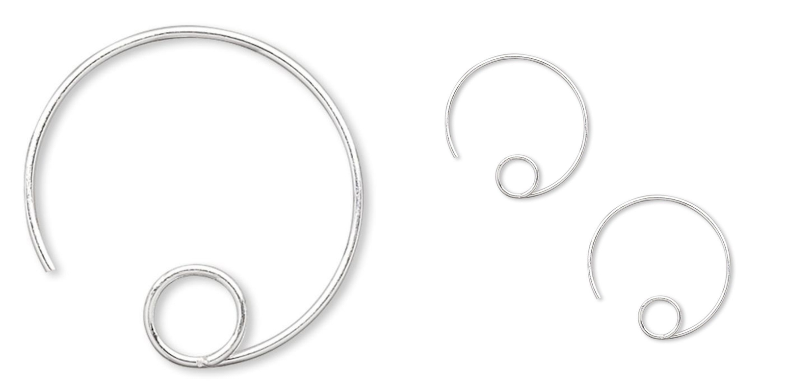 Silver Plated Brass 16mm Round Hoop Ear Wires with Loop Earrings