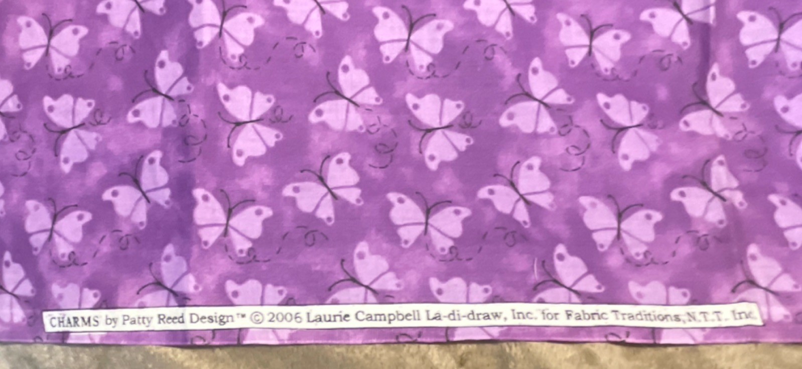 Fabric Traditions Purple Butterfly Theme Up to 45” Wide Fabric