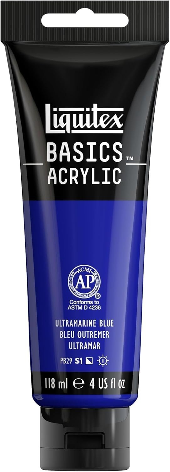 BASICS 4oz Acrylic Paint Tube – Satin Finish in Ultramarine Blue, Fade Resistant