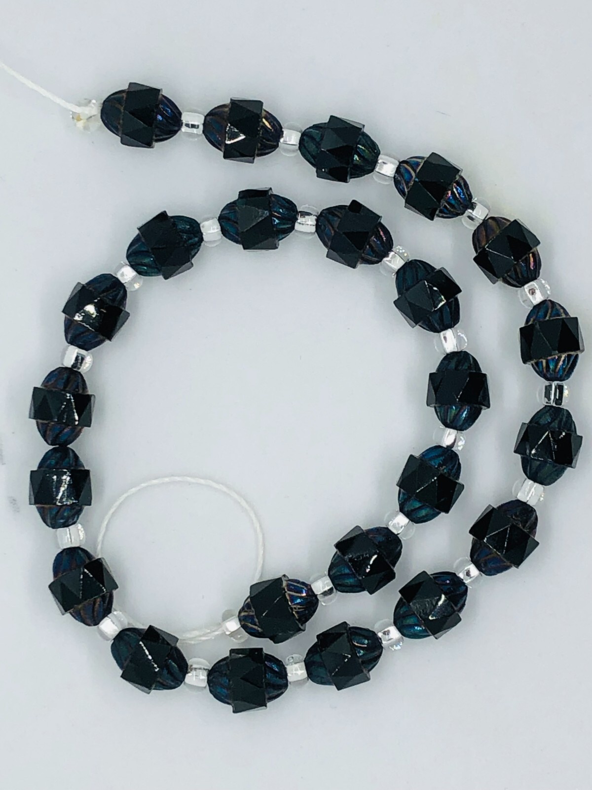 Czech Glass Fire Polished Turbine Black Picasso Beads with AB on edges