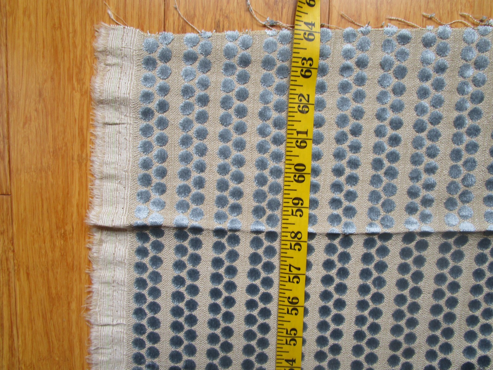 Blue Velvet Dot Stripe Beige Decorator Fabric 58″L. to Fold x 54.50″W 64″Total L