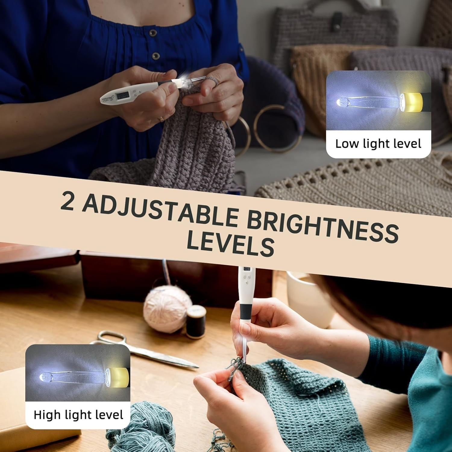 24 in 1 Light Up Crochet Hook Set,Lighted Crochet Hooks with Counter,Counting…