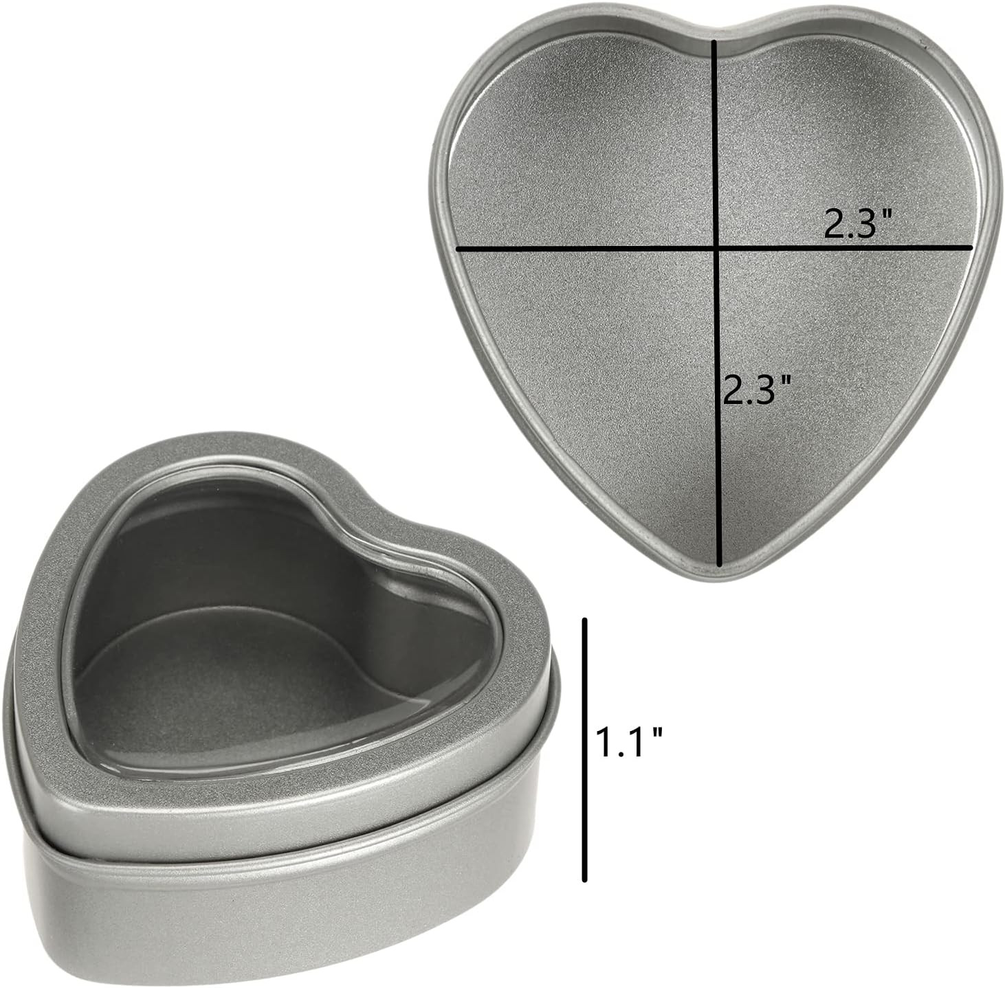 20 Pack 2oz Metal Tins, Heart Shaped Empty Tin Box With Lids, Candle Jars Gift S