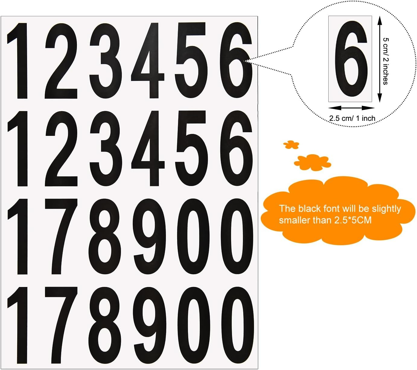 240Pcs 10 Sheets Self Adhesive Vinyl Numbers Stickers Waterproof Reflective Mail