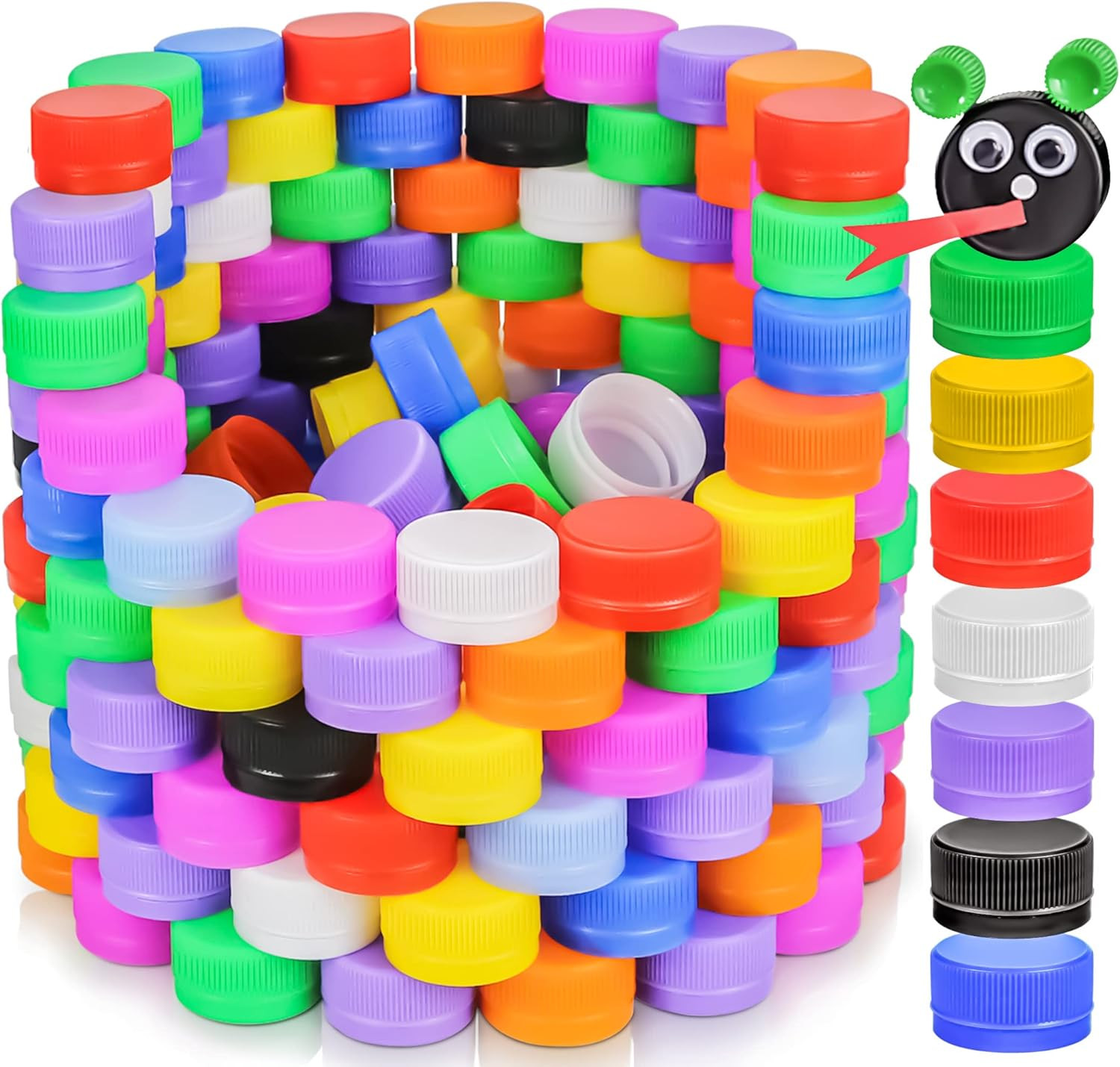 50 PCS Colorful Plastic Bottle Caps 1.2 Inch Plastic Bottle Lids Colored Small