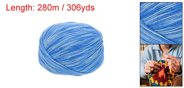 4-Ply 100% Wool Yarn 3.52 OZ, 306 Yds(Blue Gradient, 1 Ball)