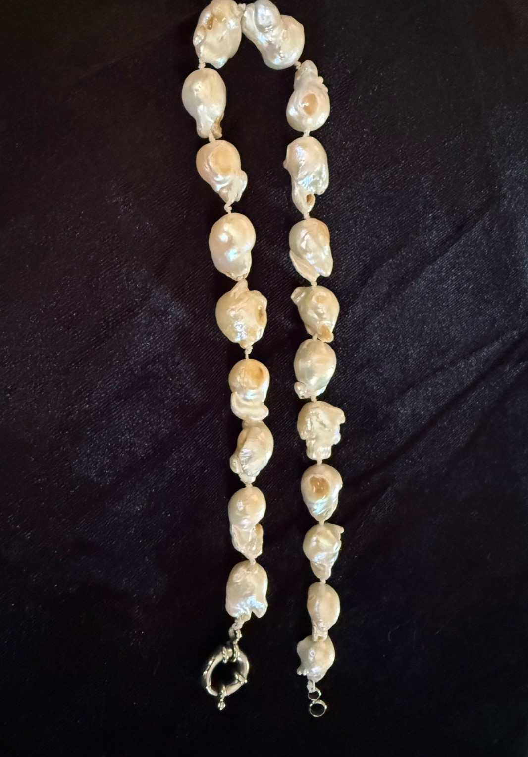 Vintage Freshwater Baroque Pearl Necklace with Metallic Clasp 17.5″ Long