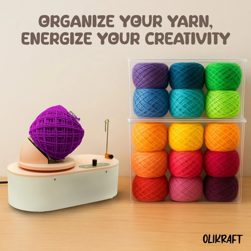 Olikraft Tabletop Electric Yarn Winder | Yarn Ball Winder | No Clamps Needed