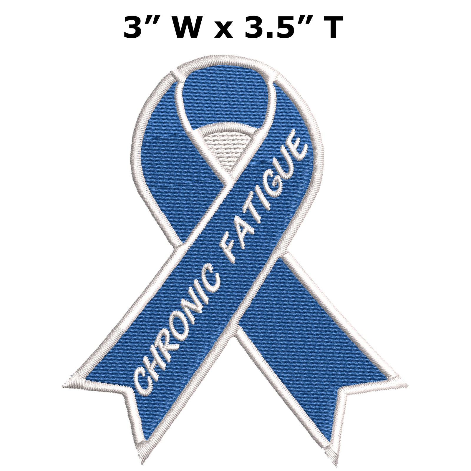 Chronic Fatigue Blue Awareness Ribbon Patch 3.5″ Embroidered Iron-On Applique