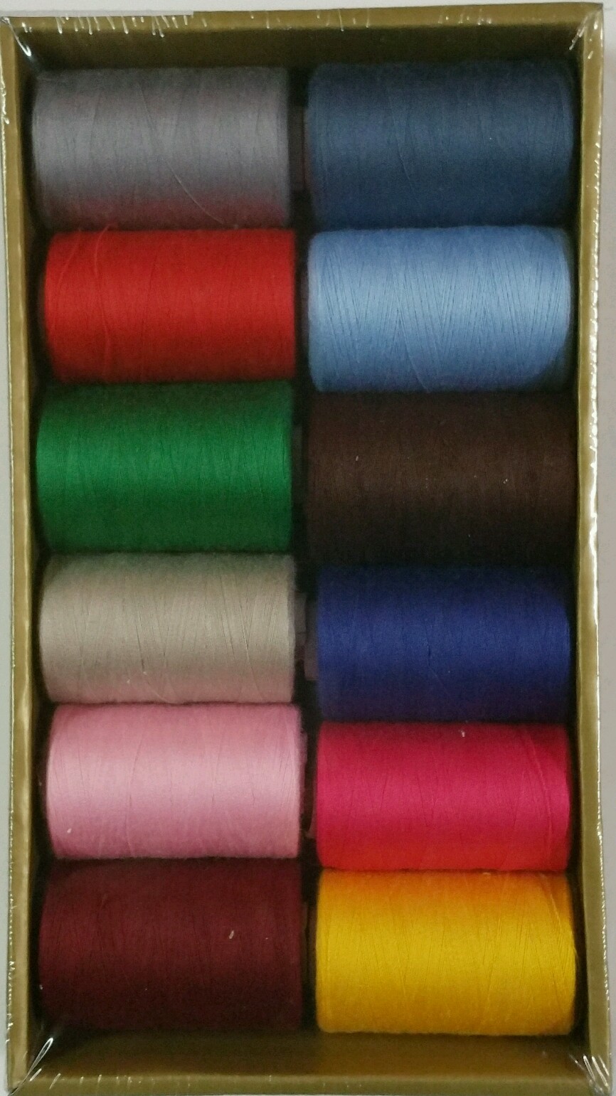 12 Spools Sewing Thread Polyester Assorted Colors 1200 yards each Spool – NEW