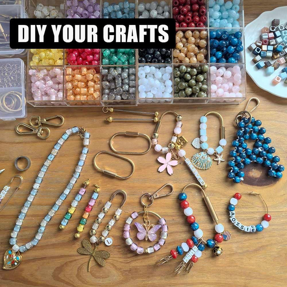 100Pcs 10Mm Large Hole Beads Resin Glass Bead for Carabiner DIY Beaded Bag Charm